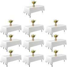 20pcs/Pack Disposable Plastic Tablecloths, 54 X 108 Inches, Suitable For Parties, Picnics, Weddings, Decorative Rectangular Tablecloths, Waterproof White Plastic Covers - Multicolor - View 2