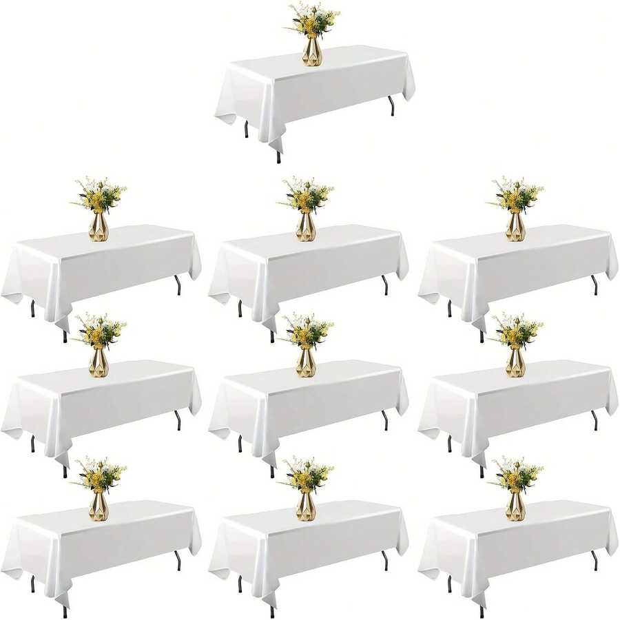 20pcs/Pack Disposable Plastic Tablecloths, 54 X 108 Inches, Suitable For Parties, Picnics, Weddings, Decorative Rectangular Tablecloths, Waterproof White Plastic Covers