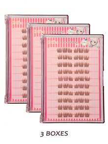 Asiteo 60/120/180pcs C Curl Brown Natural Korean Idol Mocha Self-Adhesive False Eyelashes, No Glue Needed, Suitable For Beginners, Camera-Ready Eye-Catching Pre-Glued False Eyelashes, Natural Thin Single Cluster False Eyelashes, Create K-Pop Idol Makeup Look - C - 查看 8