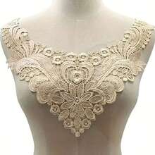 2/1pc Polyester Lace Embroidered Hollow Floral Fake Collar Applique Lace Accessory For Dresses And Crafts - D - View 3