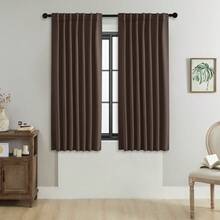 1 pieza/2 piezas Cortinas opacas de unicolor/Cortinas con bolsillo para barra/Cortinas con pestaña trasera/Cortinas con clip/Múltiples métodos de colgado/Cortinas opacas para habitación/Cortinas opacas con protección de privacidad y aislamiento térmico/Adecuadas para sala de estar, dormitorio, sala de estudio/Cortinas de color marrón oscuro - marron oscuro - Ver 16