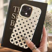 [Fast Local Shipping] Phone Case For Apple 17 16 15 Promax: Direct Factory Wholesale Price Litchi Texture / For 17PROMAX Old White TPU Phone Case With Large Hole And Comfortable Grip, Featuring Creative And Fashionable Geometric Floral Pattern With UV Printing And Litchi Texture For IPhone 17/16/15/14/13/12/11/87 Plus - 1 Image - View 4