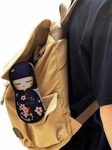 1pc Zipper Eyeglass Case, Cute Girl Red Kimono Design, Neoprene Waterproof Eyeglass Pouch, Universal Size With Keychain, Lightweight Portable Travel Eyeglass Bag, Multi-Functional Storage Bag, Back To School Gift, Holiday Hanging Ornament Essential - Multicolor - View 5