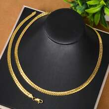 2pcs Fashionable And Luxurious Italian 750 18K Gold-Plated Copper Necklace Copper Bracelet Suitable For Men Women Daily Wear Classic Couple Jewelry - Gold - View 7