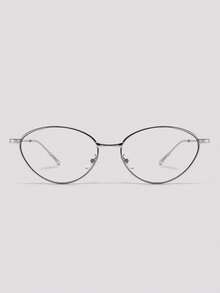 Visivana 1pc Color Changing Cat Eye Sunglasses, Retro Metal Frame, UV & Blue Light Protection, Light Gray Lens For Outdoor, Beach, Travel, Unisex, Summer - Silver - View 1