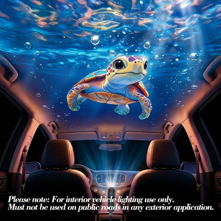 Portable USB Marine Life Projection Light - 4 Interchangeable Ocean Pattern Slides (Whale, Dolphin, Shark, Turtle, Etc.) LED Night Light - Romantic Creative Bedroom And Living Room Wall Decor Light - Multicolor - View 1
