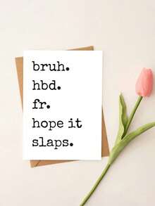 1張「Bruh HBD Fr Hope It Slaps」幽默生日祝福卡附信封，適合朋友、兄弟與男性的 Z 世代趣味禮物，生日適用，內頁空白 - 查看 6