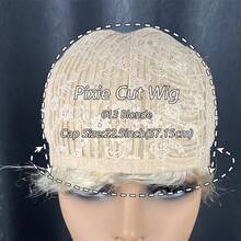 6inch-Blonde Human Hair Wig Brazilian Remy Hair, Natural Blonde Pixie Cut, Machine-Made For Women, - Image Color - View 4