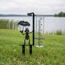 戶外雨量計附玻璃量杯，金屬防蟻雨量計，適用於花園、院子、露台與草坪，大字易讀 - A - 查看 8