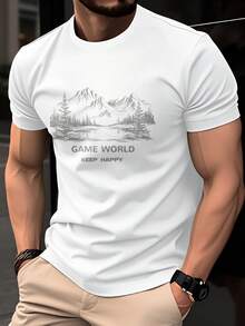 Christmas100% Cotton Men's-Shirt, Summer Short Sleeve Thin Round Neck Top, Fashion Versatile Breathable Comfortable,Hot Item - Black - View 7