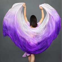 1pc Gradient Rainbow Multicolor Faux Silk Belly Dance Hand Veil, Soft Flowy Gradient Color Dance Scarf, Lightweight Dance Accessory For Women, Perfect For Belly Dance Practice, Stage Performance, Party Show, Carnival, Festival Costume Decoration - Multicolor - View 21