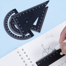 1 Set Metall-Zeichenwerkzeuge mit Aufbewahrungsbox, Schüler-Messlineal Multifunktions-Set, Schulanfang - mehrfarbig - Übersicht 2