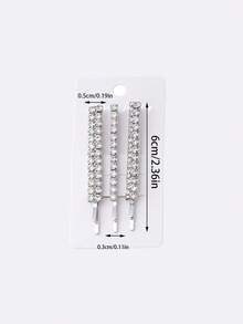 3er Set Strass-Metall-Haarspangen für glattes Haar, elegante süße Haarspangen zur Dekoration von seitlichen Dutt-Frisuren, 3 Stile, Braut- und Brautjungfernzubehör, Party, Date, Treffen, Feiertagsgeschenk - Verschiedenfarbig - Übersicht 4