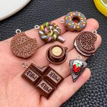 8/10/12/20pcs Drink Resin Charms Wine Bottle Soda Bottle Coffee Cup Milk Donut Chocolate Cookie Pendants For DIY Earrings Bracelets Jewelry Making - Multicolor - View 7