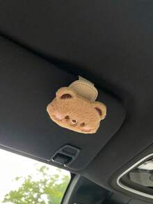 1pc Shy Bear & Rabbit Car Fashion Glasses Clip, Creative Multifunctional Car Sun Visor Storage Clip Glasses Holder, Cartoon Plush Accessory Blush Bear & Rabbit Car Fashion Glasses Clip, Magnetic Fashion Glasses Storage Multifunctional Car Interior Fashion Glasses Clip, Leather Car Interior Sun Visor Storage Clip Fashion Glasses Holder Interior Accessory - A - View 7