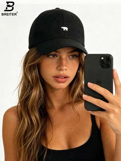 1 pieza/Gorra de béisbol unisex con bordado de oso lavada, adecuada para el uso diario, gorra de papá ajustable y transpirable de estilo casual, regalo para vacaciones, gorra de sol vintage desgastada para parejas.