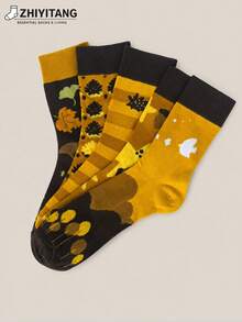 ZHIYITANG Random 1 Pair/5 Pairs Women's Mid-Calf Socks, Cartoon Fashion Fun Creative Personalized Highly Attractive Women's Socks, Spring/Autumn Thin Breathable Comfortable Soft Moisture-Wicking Sweat-Absorbing Socks, Sports Casual Street Style Women's Long Socks Suitable For Daily Wear - Multicolor - View 7