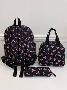 Versatile Fashion Women's Bowknot Print Double-Back Combination Bag Student Backpack - Multicolor - View 5