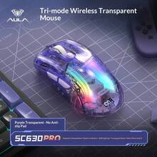AULA SC630Pro Transparent Wireless Mouse Tri-Mode 2.4G Bluetooth Wired Gaming Mouse With Magnetic Charging Dock RGB Backlight Original AULA Office Game Mouse - View 12