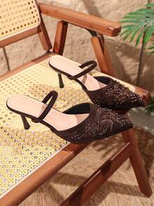 Women's Elegant Party Dress Stiletto Pointed Toe High Heel Sandals, Commute Date Evening Wear Slimming High Heel Sandals - Brown - View 2