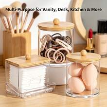 3pcs (bamboo Lid Cotton Swab Container)