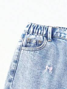 Tween Girls Y2K Casual Basic Loose Blue Jeans - Blue - View 4