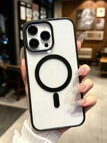 Transparent Magnetic Phone Case, Compatible With 17Pro Max/17Pro/17/16Pro Max/16/15Pro Max/14Pro Max/13/12Pro Max/12/12Mini/11Pro Max/11Pro/11/7/8/SE/16e/7P/X/XR/Xs Max, Shockproof Protective Case, Daily Essential Phone Case - Clear - View 3