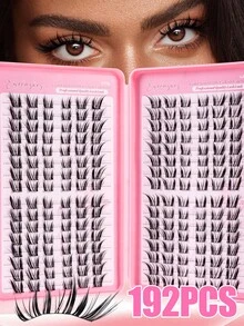 192 Clusters D Curl Fluffy Cat Eye Lash Book, Long Lasting Curly Lashes, Easy Application For Beginners, For Daily Commute, Wedding, Party & Travel - D - View 2
