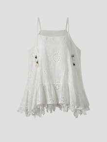 Sweet And Gentle Embroidered Hollow Lace Camisole For Women, Summer White - White - View 1