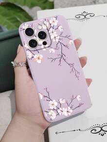 Floral Painted Perforated Purple Painted Minimalist Fashion Creative Anti-Drop Phone Case Compatible With Ip 17/Ip 17pro/Ip 17promax/ IP16/11/16pro/16plus/16promax/16e/15Promax/13/14/12/XS/XR/7G/8P, Compatible With Samsung Galaxy S26/S26PLUS/S26 UltraS25/S25PLUS/S25 Ultra/A16/A36/A26/A56/A50/A12/A32/A52/A72/A51/A21S/A13/A14/S24/S24PLUS/S24Ultra/S20/S23/S22/A53/S20FE/S21/,Anti-Drop Phone Protective Case - Purple - View 2