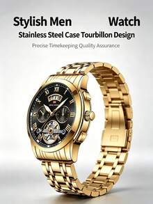 VA VA VOOM Brand Men's Watch, Stainless Steel Fashion Strap, Analog Tourbillon Design, Calendar Movement, Business Men's Quartz Watch - one-size - View 8