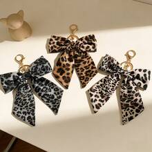 1 buah Gantungan Kunci Pita Kain Motif Leopard dengan Kait Paduan Logam, Hadiah untuk Wanita dan Anak Perempuan, Cocok untuk Kembali ke Sekolah, Halloween, Thanksgiving, Natal - MultiWarna - View 2