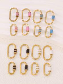 1pc Stainless Steel Oval Threaded Clasp Hook Spiral Buckle, DIY Jewelry Necklace Bracelet Making Accessories - DIY Buttons - View 3