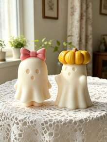 Pumpkin Ghost Candle Silicone Mold, Suitable For Candle Making, Especially For Scented Candles, Halloween Decor, Plaster Craft Molds, Pumpkin-Shaped Ghost Candles, Bow Ghost Candles And Holiday Decoration Molds - Ghost Mold - View 4
