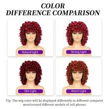 Afro Kinky Curly Wig ShortSynthetic With Bangs Black Bug Cheap Hair Halloween Heat Resistant Fiber For Africa America Women - Multicolor - View 10