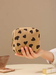 Bolsa de maquillaje de pana para mujeres 2025 nueva bolsa de tocador portátil para viajes, organizador de cosméticos para lápiz labial, herramientas de maquillaje, toallas sanitarias y tampones - Multicolor - Ver 9