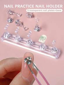 Conjunto de Suporte para Prática de Arte de Unhas com Padrão Xadrez, Base de Rack para Placa de Unha Quadrada, Suporte de Exibição para Prática, Rack Magnético para Unhas Falsas, Acessórios de Exibição de Arte de Unhas e Adereços de Fotografia, Adequado para Prática de Arte de Unhas, Acessórios de Conjunto de Arte de Unhas Acrílicas, Adequado para Iniciantes, Equipamento e Decoração de Salão de Unhas - Multicolorido - Visão 2
