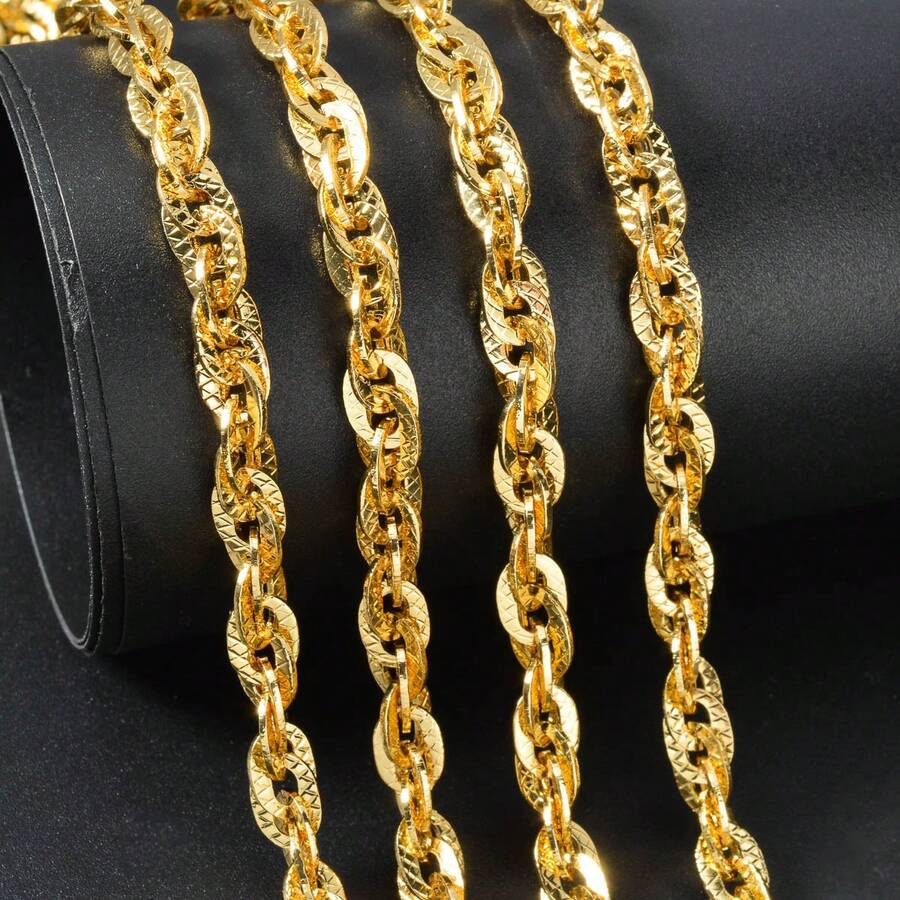 Elegant 18K Gold-Plated Copper Shiny Texture Twist Interwoven Necklace For Women Daily Party Wear, Perfect Gift - Gold - View 1