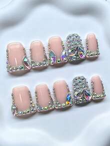 Shecass 10 piezas Uñas postizas hechas a mano Uñas cortas para vacaciones de verano Fiesta de graduación Uñas postizas de manicura francesa cuadradas de alta calidad Estilo Y2K Uñas de verano, Uso diario, Graduación, Viajes, Vacaciones, Regalos Adecuadas para fiestas y - Multicolor - Ver 2