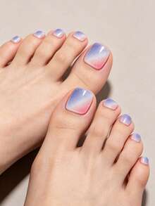 1pc Gradient Semi-Cured Gel ToeNail Strips,Glitter Summer Gel ToeNail Stickers - Salon-Quality, Easy Application,Ideal For Women's Holiday Trips And Prom DIY Nail Art - Multicolor - View 3