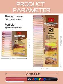 GuangNa Skin Tone/Macaron Color Multi-Specification Color Set, Skin Tone Acrylic Paint Pens, Soft Tip, Quick Drying, Suitable For Glass, Fabric, Illustration, Sketching, Painting, Metal, DIY Crafts, Back To School Essential Stationery - Marker Pen (set) - View 6