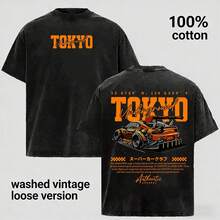 Camiseta de Manga Corta para Hombre de Algodón Puro con Estampado de Coche, Camiseta Casual de Moda para Uso Diario, Tejido Cómodo y Transpirable, Perfecta para Todas las Temporadas - Negro - Ver 1