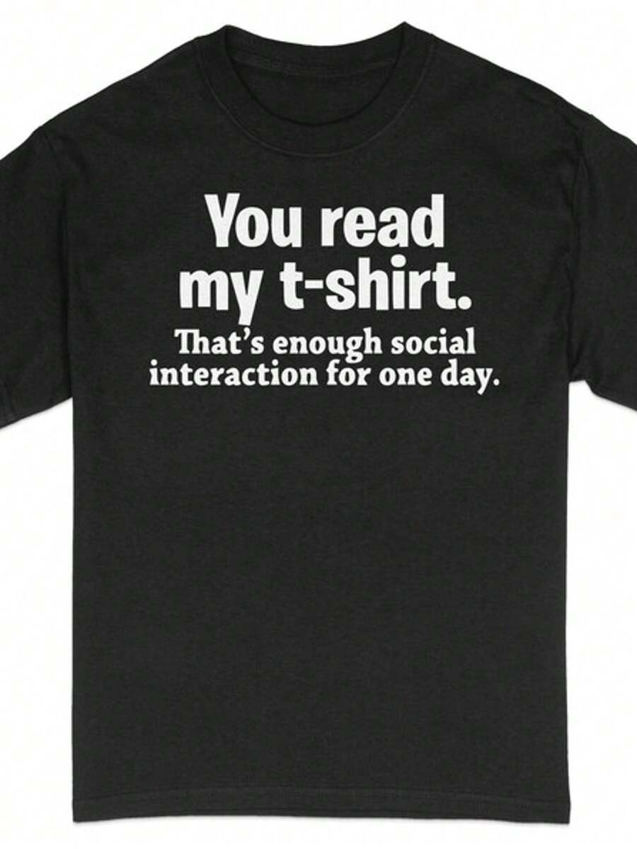 Interesting Introverts T Shirt_Ironical Social Interaction Pattern T Shirt - 黑色 12 - 查看 1