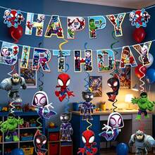 Hasbro Themed Birthday Decoration Set, Including Hanging Banners And Spiral Decorations, Suitable For Home Decor. - Multicolor - View 7