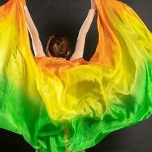 1pc Gradient Rainbow Multicolor Faux Silk Belly Dance Hand Veil, Soft Flowy Gradient Color Dance Scarf, Lightweight Dance Accessory For Women, Perfect For Belly Dance Practice, Stage Performance, Party Show, Carnival, Festival Costume Decoration - Multicolor - View 19
