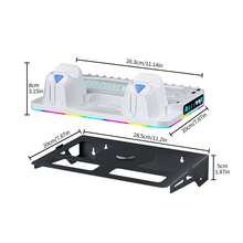 Soporte de Enfriamiento Montable en Pared y de Escritorio para P5/Slim/Pro, Estación de Enfriamiento Multifuncional con Turboventilador de 3 Velocidades, Cargador Rápido con Doble Controlador, Gancho para Auriculares, Luz RGB, Hub USB/Type-C - Ver 7