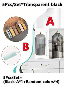 Large Capacity Bathroom Vanity Storage Box With Transparent Lid, 360° Rotating Luxury Countertop Organizer, Toothpaste And Toothbrush Holder, Independent Bathroom Countertop Storage Box, Suitable For Toothbrush, Toothpaste, Razor, Eyebrow Pencil, Makeup Brush - Multicolor - View 16