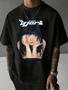 Camiseta estampada de manga corta, cómoda para el uso diario, diseño elegante, camiseta duradera, cuello redo, corte regular, estilo casual, ideal para regalos de Acción de Gracias y Navidad - Negro - Ver 1