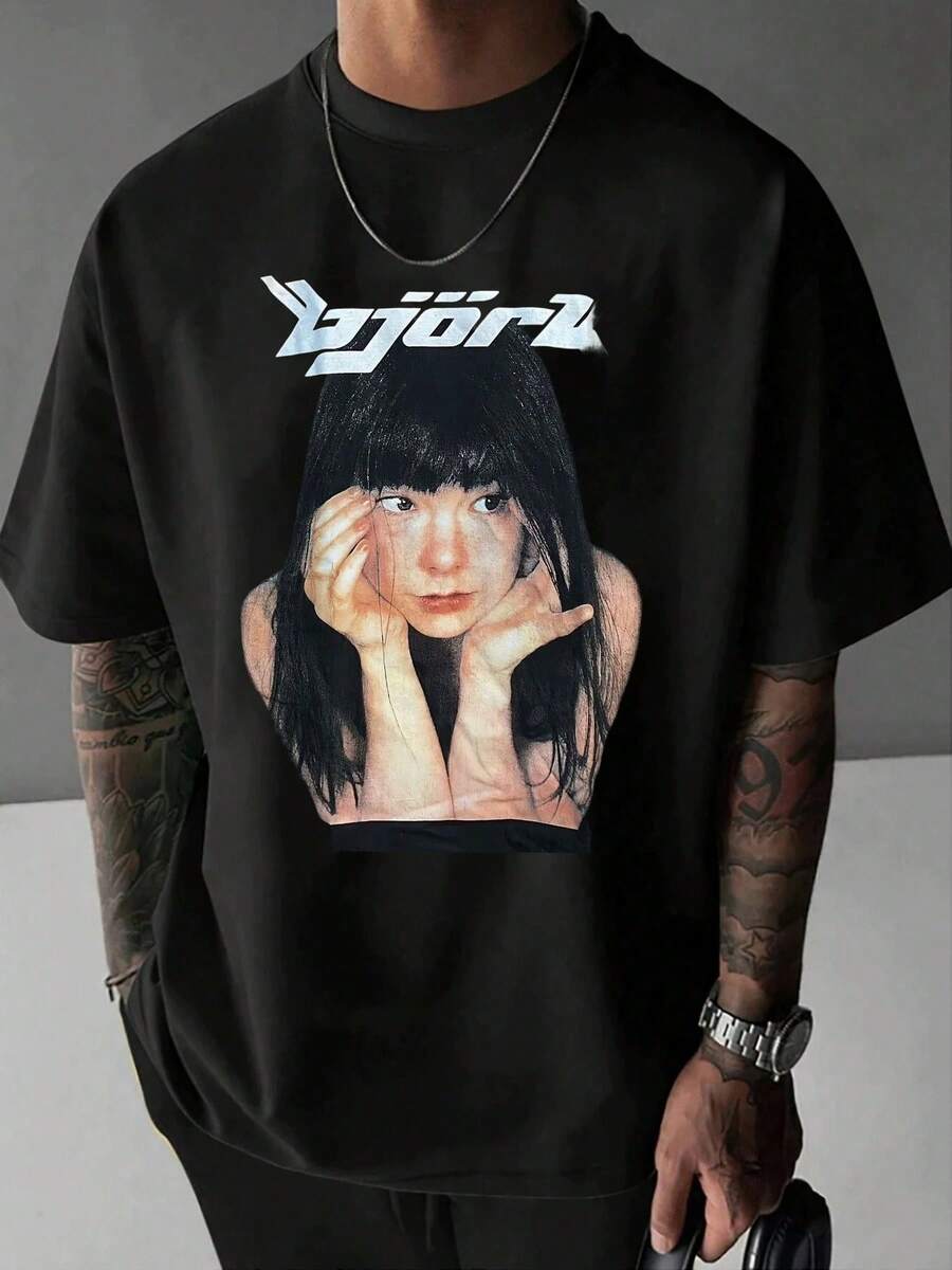 Camiseta estampada de manga corta, cómoda para el uso diario, diseño elegante, camiseta duradera, cuello redo, corte regular, estilo casual, ideal para regalos de Acción de Gracias y Navidad - Negro - Ver 1
