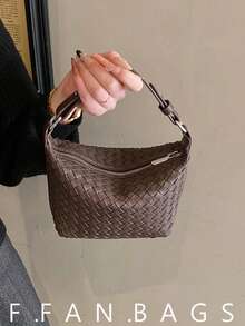 Super Popular Woven Handbag For Women 2026 New Style Large Capacity Internet Celebrity Shoulder Bag Versatile Crossbody Bag - Coffee - View 1